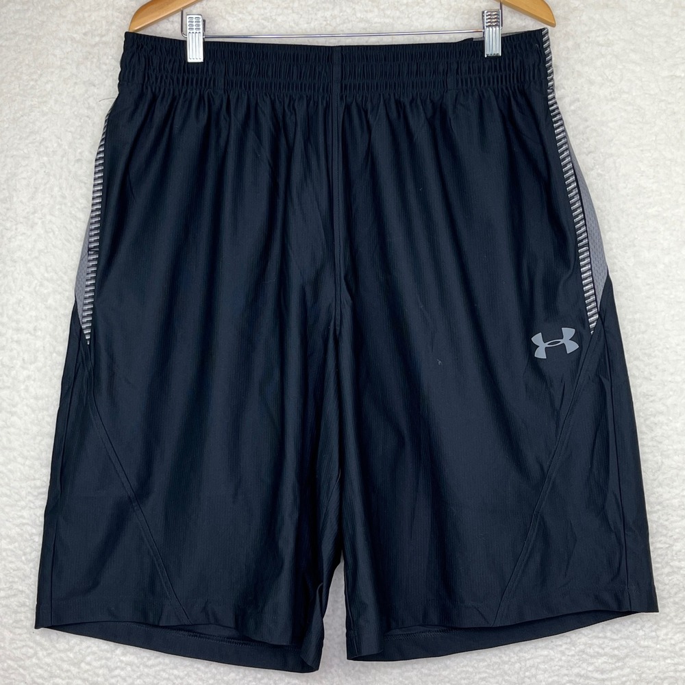 Under Armour Mens Athletic Shorts Black Grey Mesh Side Panels Size XXL